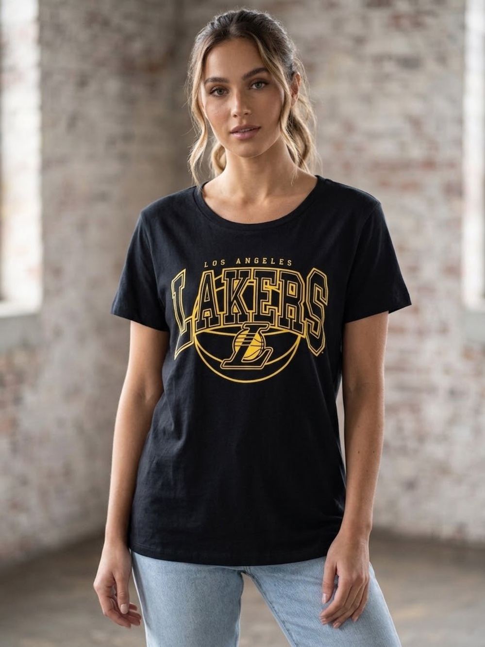 NBA Los Angeles Lakers Black Tee with Gold Print